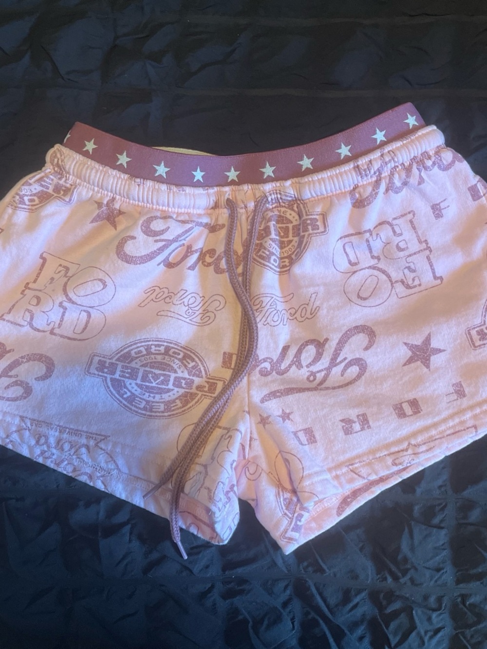 Ford Pink Logo Print Athletic Lounge Shorts